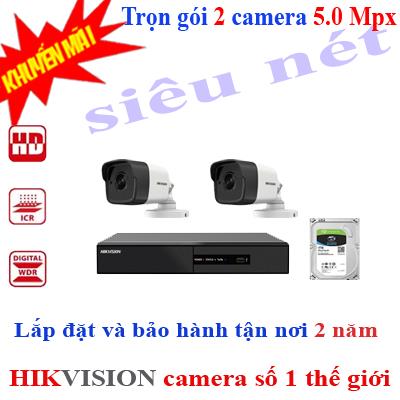 trọn bộ 2 camera Hikvision 5.0
